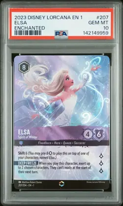 2023 DISNEY LORCANA EN 1-THE FIRST CHAPTER #207 ELSA - SPIRIT OF WINTER PSA 10 - Image 1