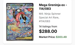 Pokemon Mega Greninja ex 114/083 M4 Ninja Spinner Special Art Rare Holo Card - Image 3