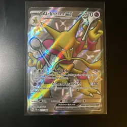 Pokemon Alakazam EX TCG Holo Shiny Ultra Rare Card Paldean Fates 215/091 - Image 1