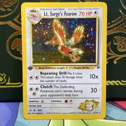 LT. SURGE'S FEAROW Pokemon Card WOTC 1st Edition Gym Heroes 7/132 HOLO MP - Image 1
