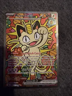 Meowth EX 121/088 Full Art Rare Holo 170 HP Basic Pokemon TCG Card - Image 1