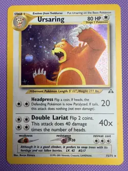 Pokemon TCG Ursaring Neo Discovery 15 Holo Unlimited Holo Rare NM - Image 1