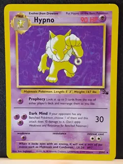 Hypno 23/62 Original Non-Holo Rare Fossil Set Pokemon LP - Image 2