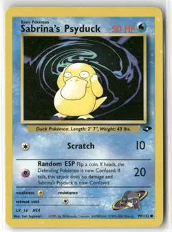 Pokemon Sabrina's Psyduck 099/132 Unlimited Gym Challenge Common - Image 1