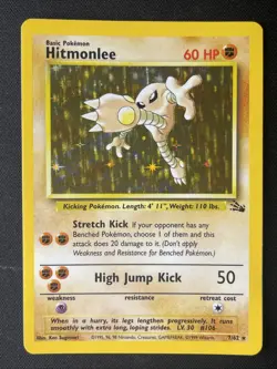Pokemon TCG Hitmonlee Fossil 7/62 Holo Unlimited Holo Rare - Image 2