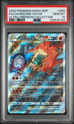 2022 POKEMON SWSH BLACK STAR PROMO #262 FULL ART/CHARIZARD VSTAR PSA 10 - Image 1