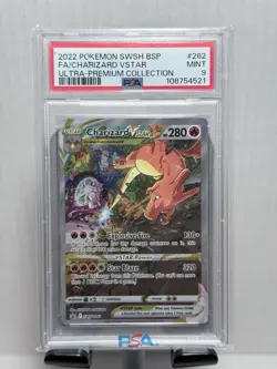 2022 POKEMON SWSH BLACK STAR PROMO #262 FULL ART/CHARIZARD VSTAR PSA 9 - Image 1