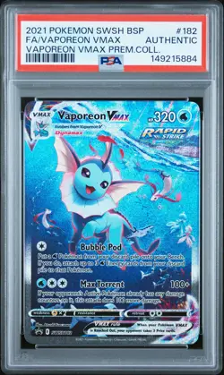 2021 POKEMON SWSH BLACK STAR PROMO #182 FULL ART/VAPOREON VMAX PSA AUTHENTIC - Image 1