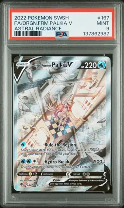 2022 Pokemon Origin Forme Palkia V #167/189 Astral Radiance PSA 9 - Image 1