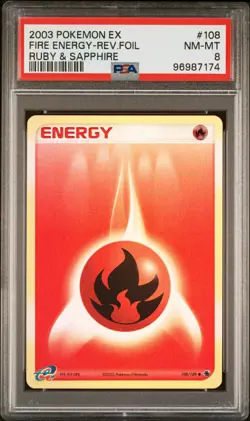 Fire Energy Reverse Holo - PSA 8 - Pokemon EX Ruby & Sapphire #108/109 - Image 3