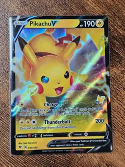 Pikachu V 043/185 Sword & Shield Vivid Voltage Ultra Rare FULL Holo Pokemon TCG - Image 1