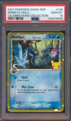 2021 POKEMON CELEBRATIONS COLLECTION MIMIKYU #136 HOLO PSA 10! - Image 1