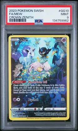 2023 POKEMON SWORD & SHIELD CROWN ZENITH #GG10 FULL ART/MEW PSA 9 - Image 1