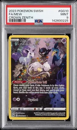 2023 POKEMON SWORD & SHIELD CROWN ZENITH #GG10 FULL ART/MEW PSA 9 - Image 1
