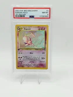 2001 POKEMON NEO DISCOVERY #1 ESPEON-HOLO 1ST EDITION PSA 8 - Image 1