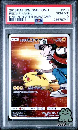 🔥 PSA 10 Red's Pikachu 270/SM-P 2018 20th Anniversary Promo Pokemon Japanese - Image 1