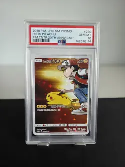 PSA 10 Red's Pikachu #270 20th Anniversary Japanese SM Promo Pokemon 2018 - Image 3