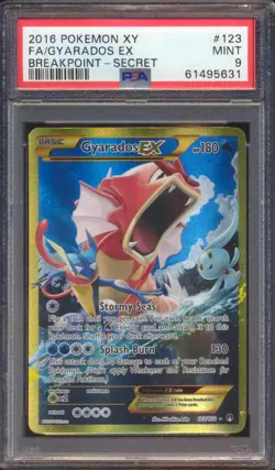 2016 POKEMON XY BREAKPOINT GYARADOS EX FULL ART #123 SECRET RARE PSA 9! - Image 1