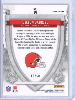 2025 Panini Rookies & Stars #14 Dillon Gabriel RC Crusade Blue /50 Browns - Image 2