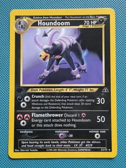 Pokemon Card Houndoom 23/75 1st Edition Neo Discovery Non Holo Rare WOTC LP/NM - Image 1