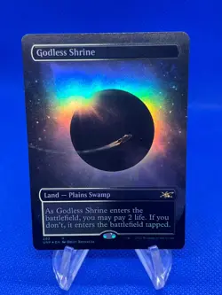Magic the Gathering Unfinity Godless Shrine 282 Borderless Foil Land NM/LP - Image 1