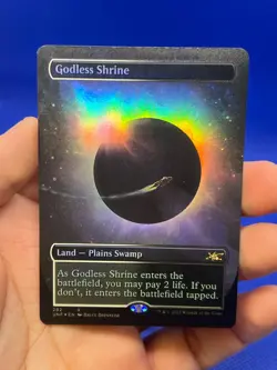 Magic the Gathering Unfinity Godless Shrine 282 Borderless Foil Land NM/LP - Image 2