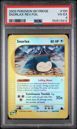 Pokemon TCG 2003 Skyridge Snorlax 100/144 Reverse Holo PSA 4 English LOW POP - Image 1