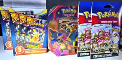 Pokemon Bundle Sealed TCG: S&V Surging Sparks Pcs - Charizard Y-4 Booster Tin - Image 1
