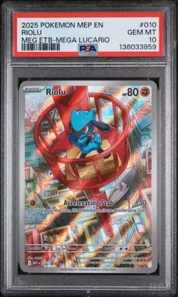 PSA 10 GEM Mint Riolu MEP 010 Mega Evolution Black Star Promo - Pokemon ME01 - Image 1