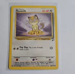 Meowth Common Normal Base Set 2 080/130 LP Pokemon TCG - Image 1