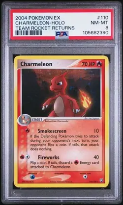 2004 POKEMON EX TEAM ROCKET RETURNS #110 CHARMELEON-HOLO PSA 8 - Image 1