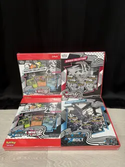 Pokemon Sam’s Club 1x White Flare Binder + 1x Black Bolt Binder 2x Poster Bundle - Image 1