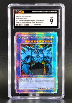 Yu-Gi-Oh Obelisk the Tormentor LC01-EN001 Quarter Century Secret Rare CGC 9 - Image 1