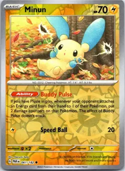 Minun 061/182 SV04: Paradox Rift Pokemon TCG - English NM Reverse Holo - Image 1