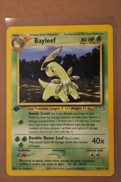 Pokemon TCG Bayleef 28/111 Neo Genesis Regular 1st Edition Vintage - Image 1