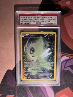 Pokemon 2016 Celebi XY 111 Full Art Black Star Promo Mythical Collection PSA 10 - Image 1