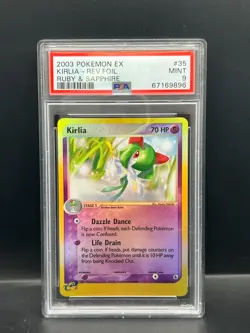 Pokemon PSA 9 MINT Kirlia 35/109 Ruby & Sapphire Rev Holo 2003 E Reader S#9896 - Image 1