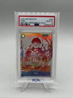 One Piece TCG 3rd Anniversary Treasure CP Pack Sabo PSA 10 #OP13-049 - Image 1