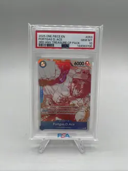 One Piece TCG 3rd Anniversary Treasure CP Pack Portgas D. Ace PSA 10 #OP13-053 - Image 1
