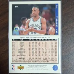 Upper Deck 1994-95 Collector's Choice Gold Signature Tony Campbell #19 - Image 2