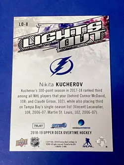 2018-19 Overtime Lights Out Red #LO-8 Nikita Kucherov Tampa Bay Lightning /25 - Image 2