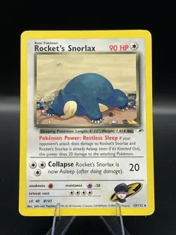 (MP) Rocket's Snorlax Rare 33/132 Gym Heroes Pokemon TCG Card 330a-108 - Image 1