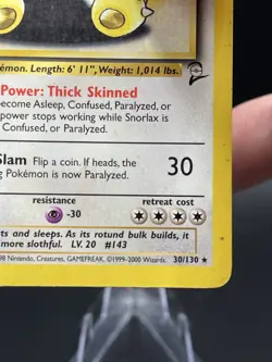 (MP) Snorlax Base 2 30/130 Rare Pokemon TCG Card 330a-70 - Image 5