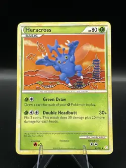 (NM) Heracross 43/123 Uncommon Heart Gold Soul Silver Pokemon TCG Card 330a-80 - Image 1