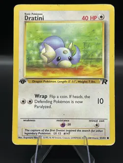 (MP) Dratini 1st ed Rocket 53/82 Team Rocket Pokemon TCG Card 327a-35 - Image 1