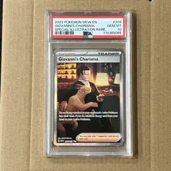 Pokemon TCG Giovanni's Charisma Holo Card 204/165 Scarlet & Violet 151 PSA 10 - Image 1