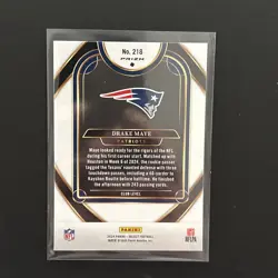 2024 Drake Maye Panini Select Club Level (#218) Red & Yellow Shock Prizm (RC) - Image 2