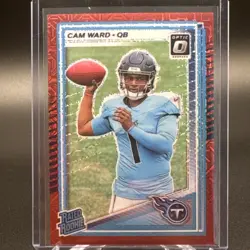 2025 Panini Donruss Optic Cam Ward Rated Rookie Red Mojo Prizm #293 Titans - Image 1