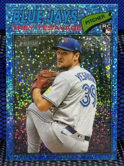 2026 Topps Heritage TREY YESAVAGE Blue Jays Base 245 RC Chrome Blue Sparkle - Image 1
