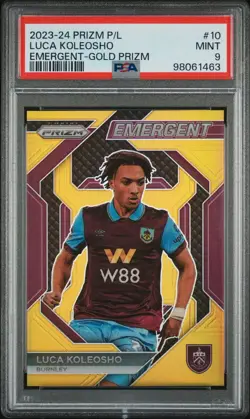 Luca Koleosho 2023-24 Panini Prizm Premier EPL Emergent #10 Gold /10 PSA 9 Pop 1 - Image 1